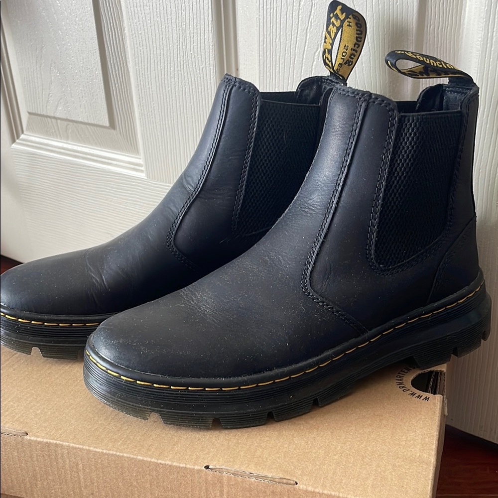 Dr. Martens Black Chelsea Boots with Yellow Stitching - Picture 3 of 7
